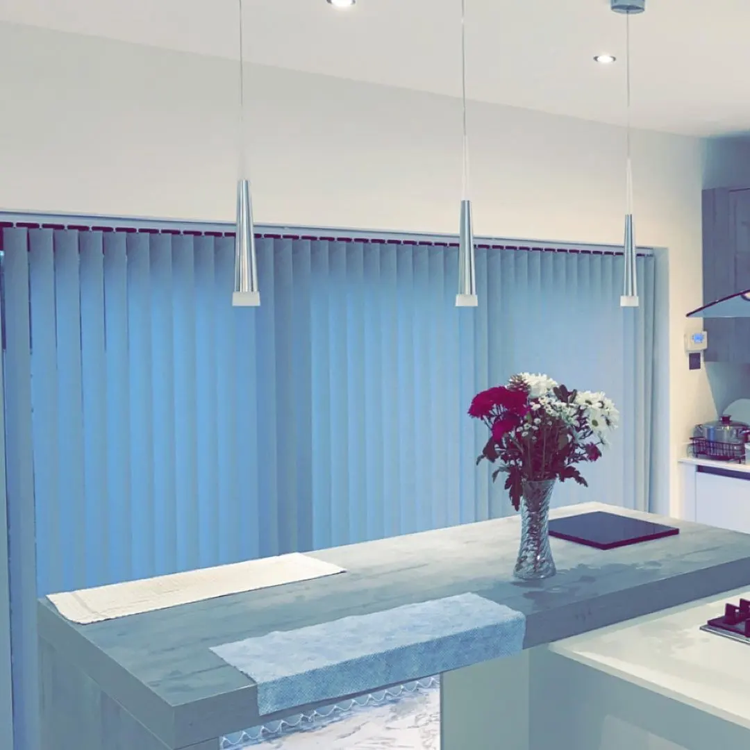 Vertical blinds on a wide window – Harborne Blinds